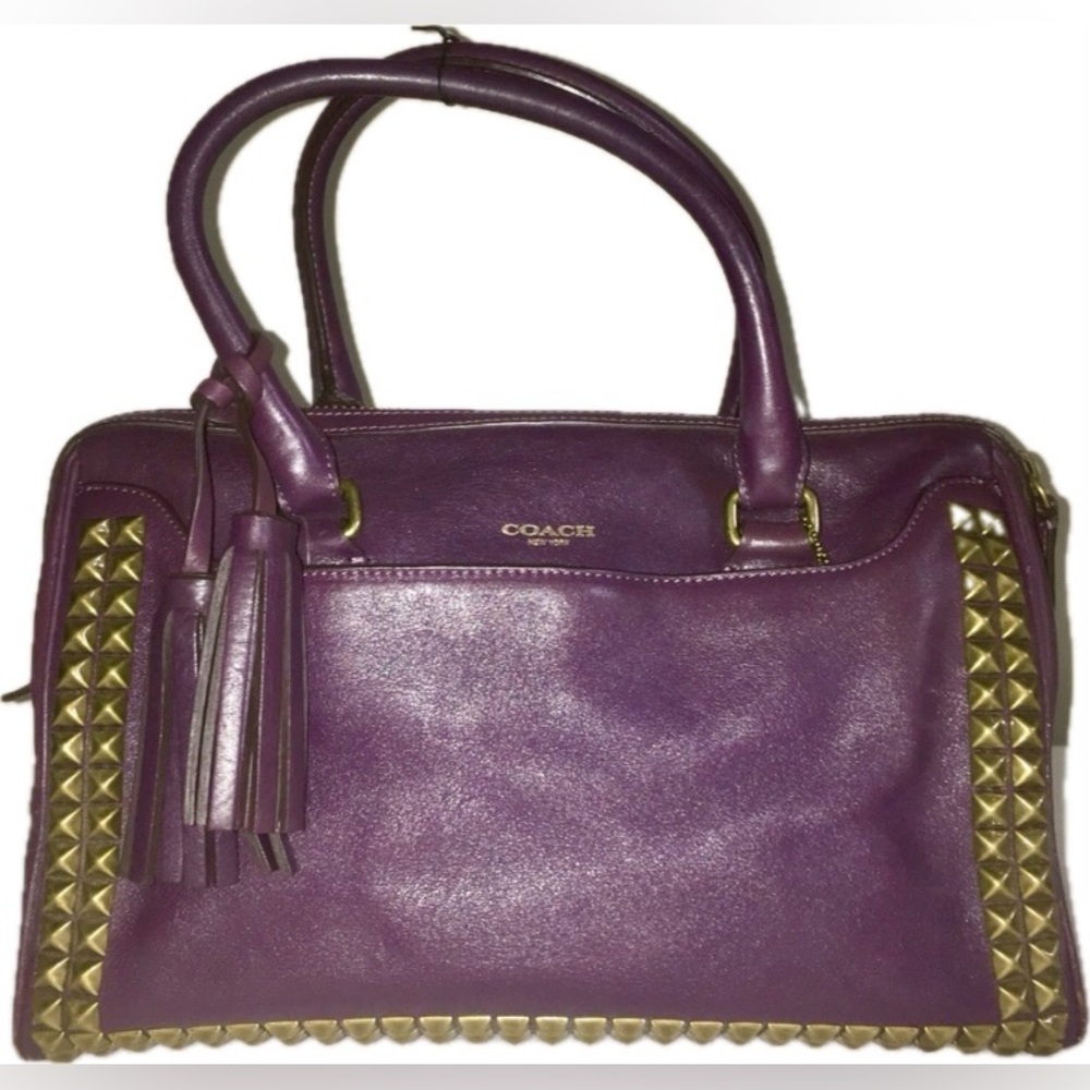 Coach Purple Studded Satchel  Bag - Picture 4 of 13